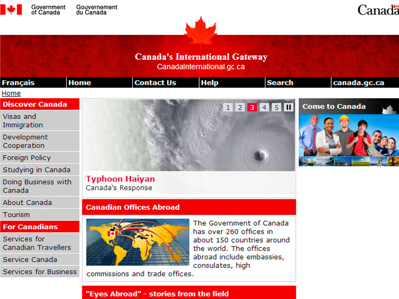 Сайт посольства Канады